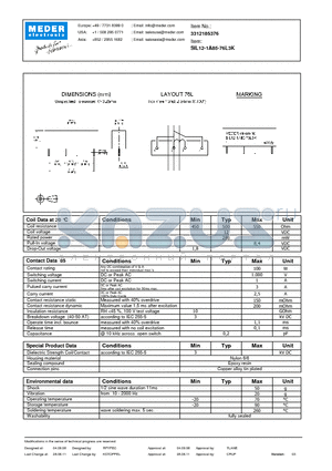 SIL12-1A85-76L3K datasheet - SIL Reed Relay