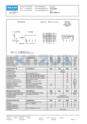 SIL12-1B90-71L datasheet - SIL Reed Relay