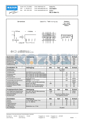 SIL12-1B90-71L_DE datasheet - (deutsch) SIL Reed Relay