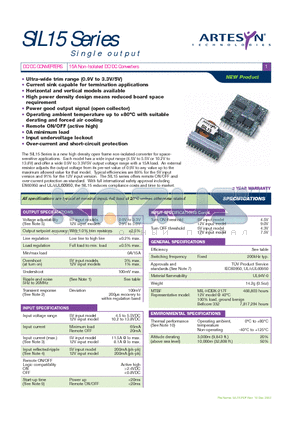 SIL15-12SADJ-V datasheet - 15A Non-Isolated DC/DC Converters