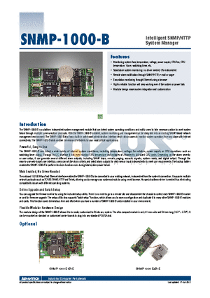 SNMP-1000-E1B1E datasheet - Intelligent SNMP/HTTP System Manager