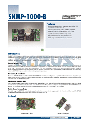 SNMP-1000-E2B1E datasheet - Intelligent SNMP/HTTP System Manager