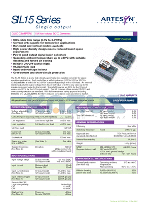 SIL15-05SADJ-V datasheet - 15A Non-Isolated DC/DC Converters