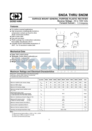 SNOB datasheet - SURFACE MOUNT GENERAL PURPOSE PLASTIC RECTIFIER