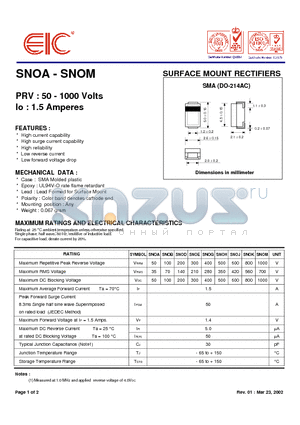 SNOG datasheet - SURFACE MOUNT RECTIFIERS