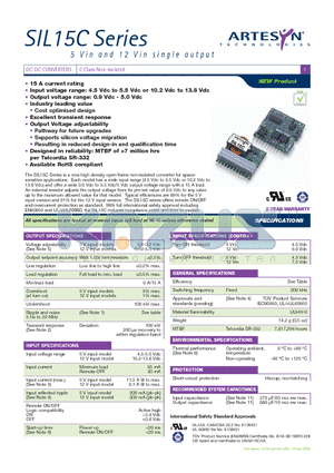 SIL15C datasheet - DC-DC CONVERTERS C Class Non-isolated