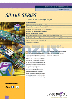 SIL15E datasheet - 3.0 Vin to 5.5 Vin Single output