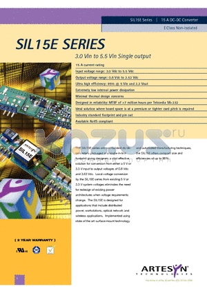 SIL15E-05S1V8-VJ datasheet - 3.0 Vin to 5.5 Vin Single output
