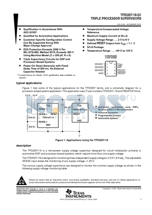 TPS3307-18-Q1 datasheet - TRIPLE PROCESSOR SUPERVISORS