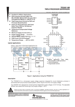 TPS3307-18MJGB datasheet - TRIPLE PROCESSOR SUPERVISORS