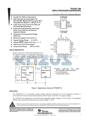 TPS3307-18MFKB datasheet - TRIPLE PROCESSOR SUPERVISORS