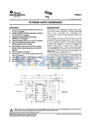 TPS3514 datasheet - PC POWER-SUPPLY SUPERVISORS