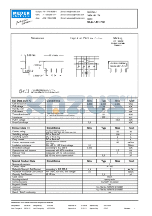 SIL24-1A31-71D datasheet - SIL Reed Relay