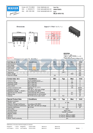 SIL24-1A72-73L datasheet - SIL Reed Relay