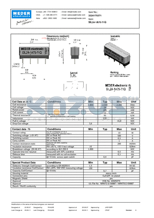 SIL24-1A75-71Q datasheet - SIL Reed Relays