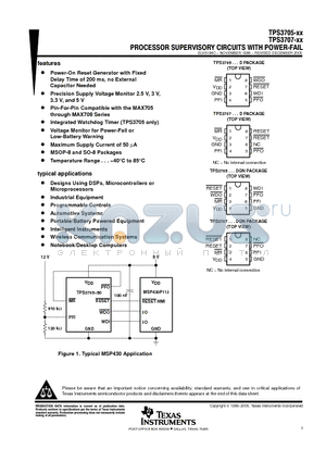 TPS3705 datasheet - PROCESSOR SUPERVISORY CIRCUITS WITH POWER-FAIL