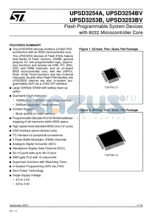 UPSD3253A-40U1T datasheet - Flash Programmable System Devices with 8032 Microcontroller Core