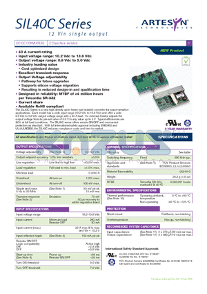 SIL40C datasheet - DC-DC CONVERTERS C Class Non-isolated