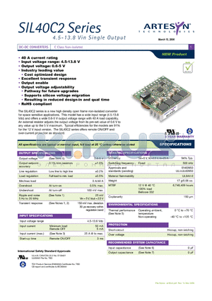SIL40C2 datasheet - 4.5-13.8 Vin Single Output DC-DC CONVERTERS C Class Non-isolated