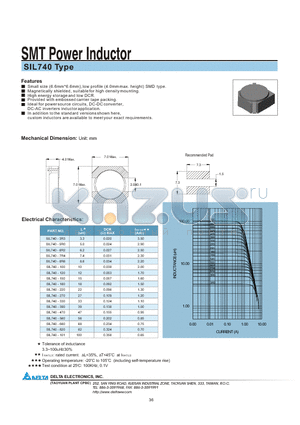 SIL740-6R2 datasheet - SMT Power Inductor