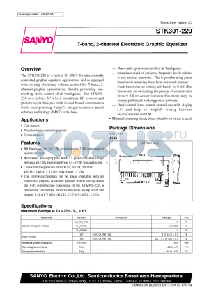 STK301-220 datasheet - 7-band, 2-channel Electronic Graphic Equalizer