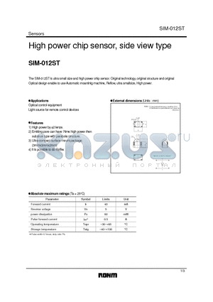 SIM-012ST datasheet - High power chip sensor, side view type