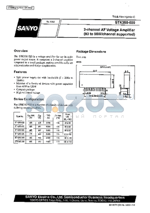 STK350-000 datasheet - 2-channel AF Voltage Amplifier (80 to 90W/channel supported)