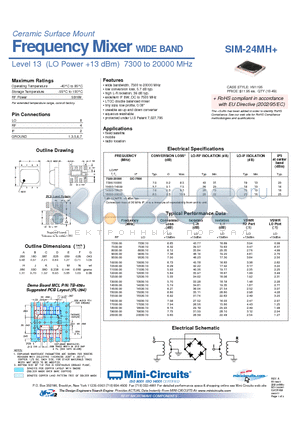 SIM-24MH+ datasheet - Ceramic Surface Mount Frequency Mixer WIDE BAND