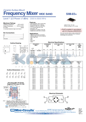 SIM-83 datasheet - Frequency Mixer WIDE BAND