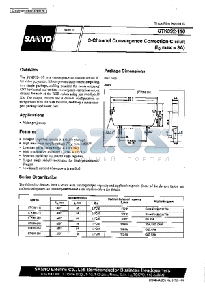 STK392-220 datasheet - 3-Channel Convergence Correction Circuit(Ic max=3A)