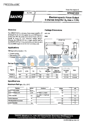 STK396-010 datasheet - Electromagnetic Focus Output 2-Channel Amplifier(Ic max=1.5A)