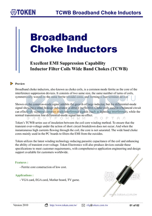 TCWBR6H2.5 datasheet - TCWB Broadband Choke Inductors