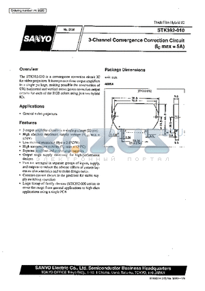 STK392-010 datasheet - 3-Channel Convergence Correction Circuit(Ic max=5A)