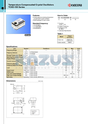 TCXO-155 datasheet - Analog signal processing temperature compensated crystal oscillator