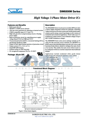 SIM6800M datasheet - High Voltage 3-Phase Motor Driver ICs