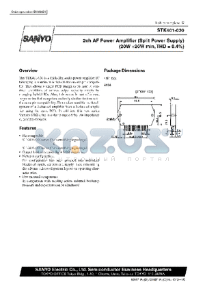 STK400-090 datasheet - AF Power Amplifier (Split Power Supply) (20 W  20 W min, THD = 0.4%)