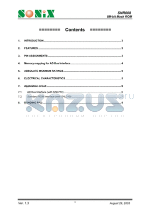 SNR008 datasheet - 8M-bit Mask ROM