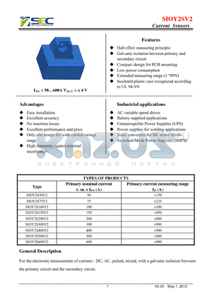 SIOY2SV2 datasheet - Current Sensors