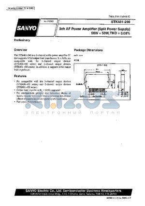 STK400-300 datasheet - 2ch AF Power Amplifier (Split Power Supply) 50W  50 W, THD = 0.08%
