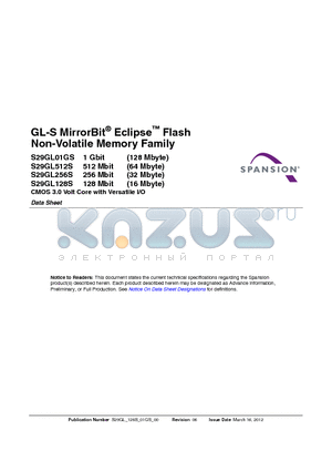 S29GL128S datasheet - GL-S MirrorBit^ Eclipse Flash Non-Volatile Memory Family