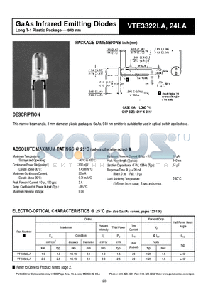 VTE3322LA datasheet - GaAs Infrared Emitting Diodes