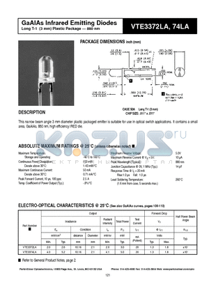 VTE3372LA datasheet - GaAlAs Infrared Emitting Diodes