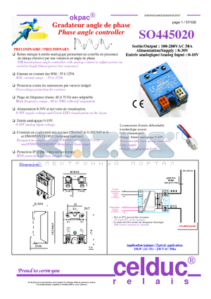 SO445020 datasheet - Phase angle controller