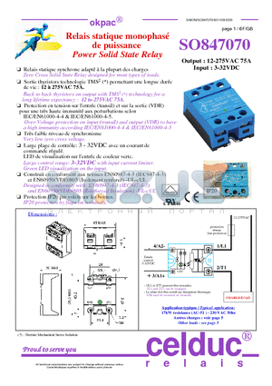 SO847070 datasheet - Power Solid State Relay