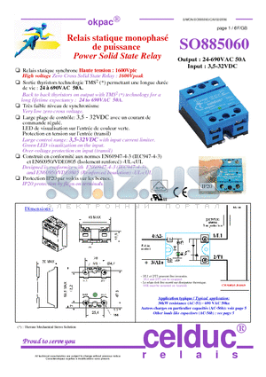 SO885060 datasheet - Power Solid State Relay