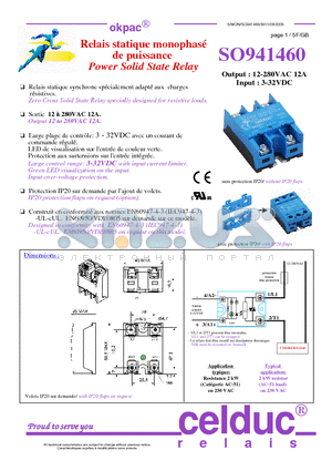 SO941460 datasheet - Power Solid State Relay