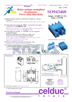 SO943460 datasheet - Power Solid State Relay
