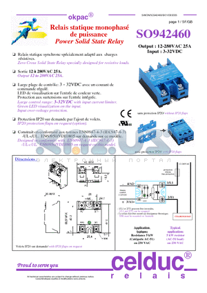 SO942460 datasheet - Power Solid State Relay