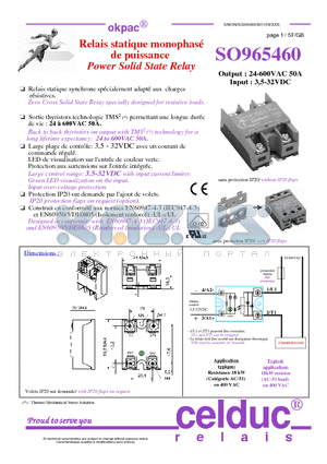 SO965460 datasheet - Power Solid State Relay