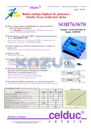 SOB763670 datasheet - Double Power Solid State Relay